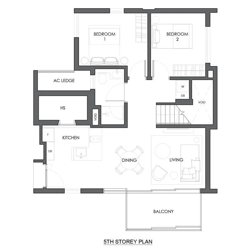 10 Evelyn 3 Bedroom Penthouse Type PH4 lower floor plan
