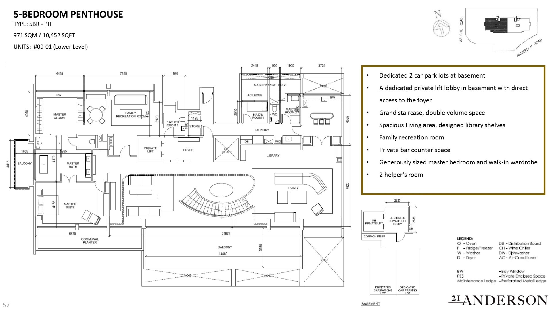 21 Anderson 5BR Penthouse representative floor plan