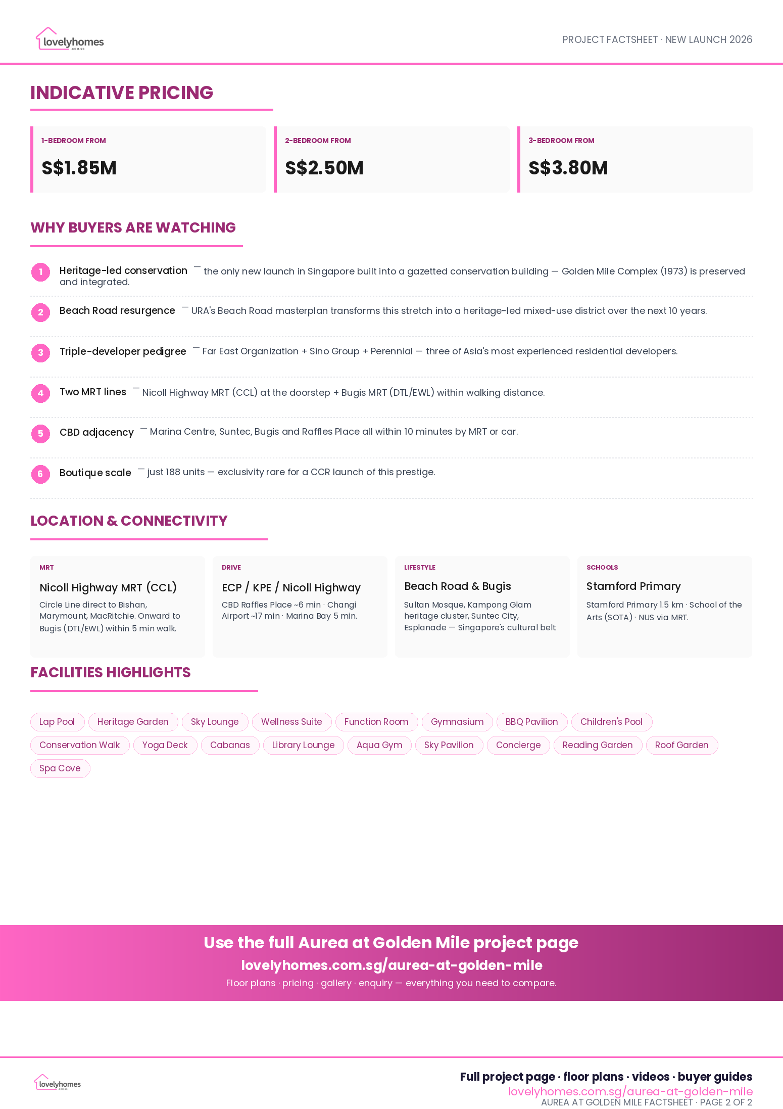 Aurea at Golden Mile factsheet page 2