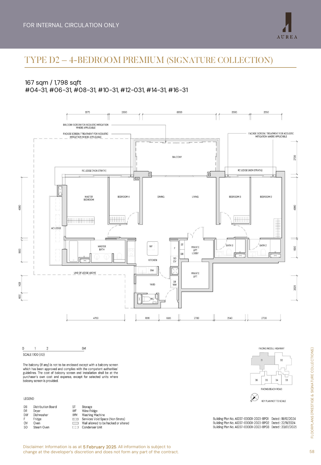 Aurea Type D2 4-Bedroom Premium Signature floor plan — 1,798 sqft