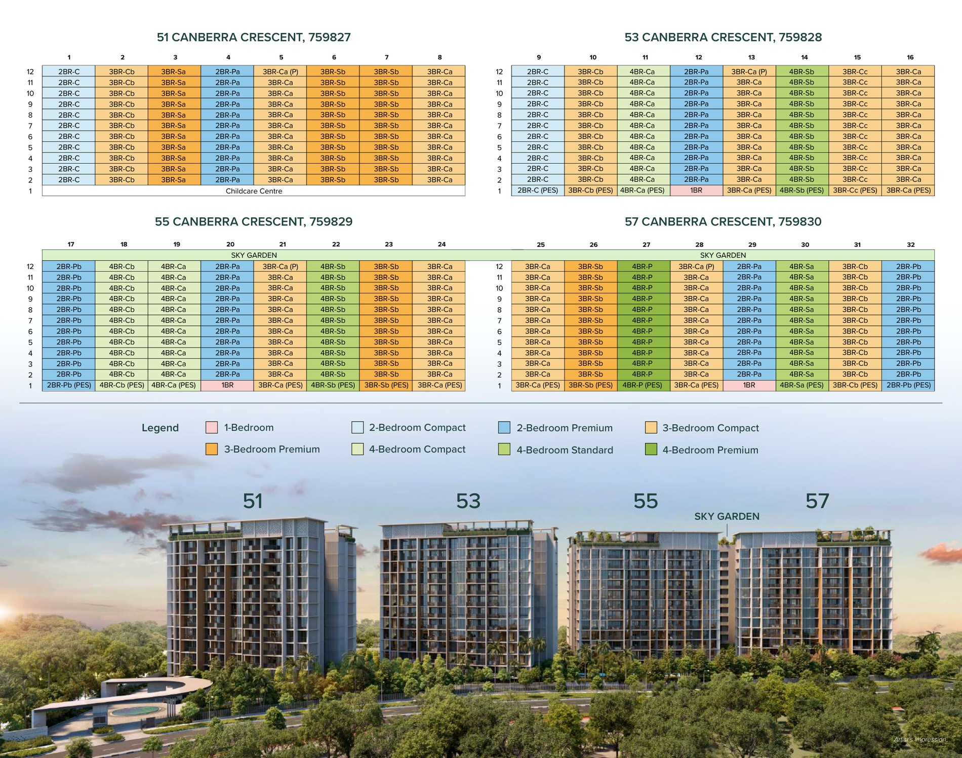 Canberra Crescent Residences elevation and stack chart