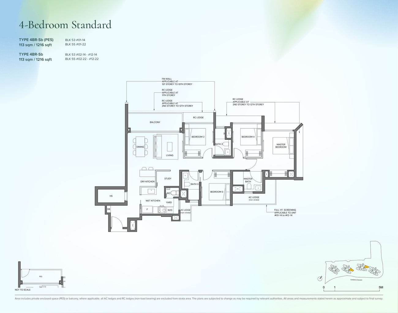 Canberra Crescent Residences 4 Bedroom Standard Type 4BR-Sb floor plan