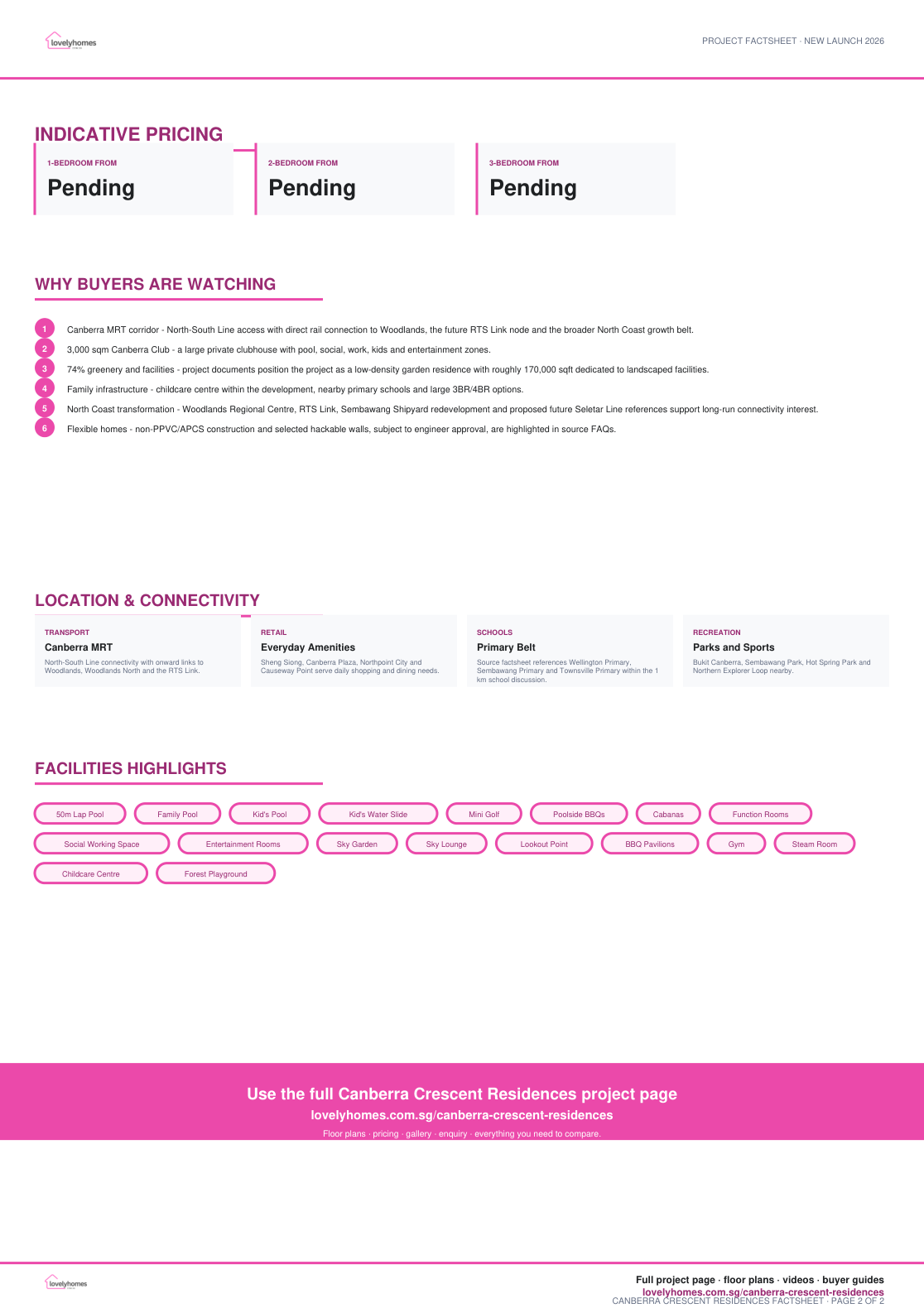 Canberra Crescent Residences factsheet page 2