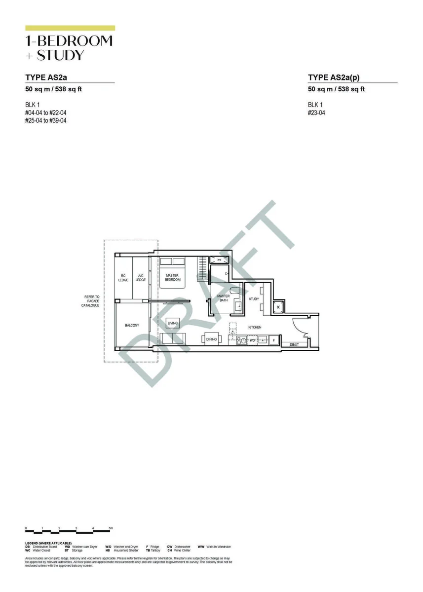 CanningHill Piers 1-Bedroom plus Study floor plan Type AS