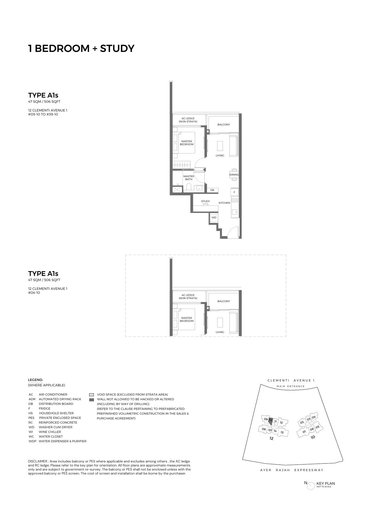 ELTA 1 Bedroom + Study Type AS1 floor plan