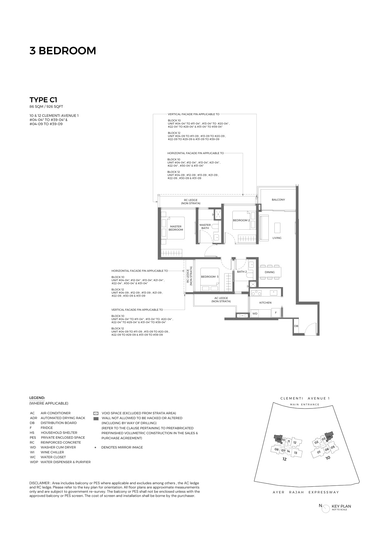 ELTA 3 Bedroom Type C1 floor plan