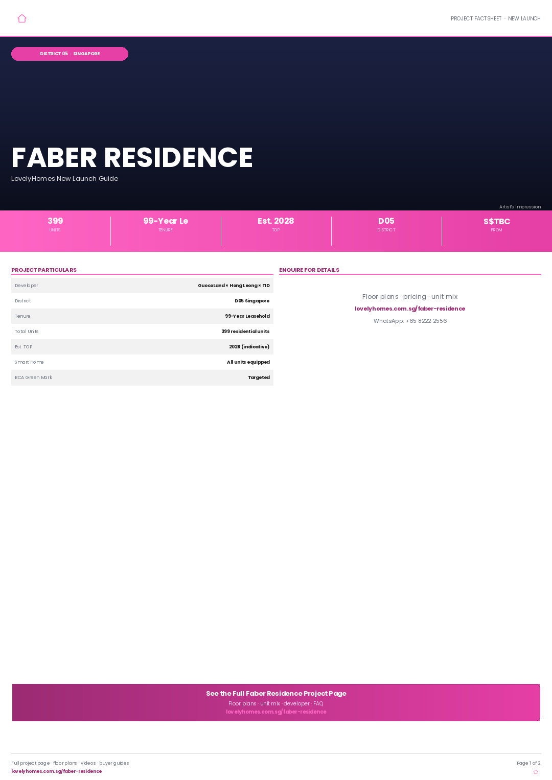 Faber Residence LovelyHomes factsheet page 2