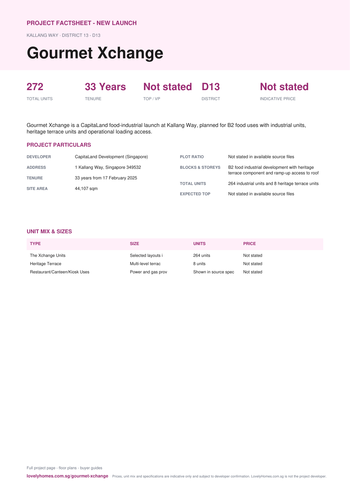 Gourmet Xchange factsheet page 1