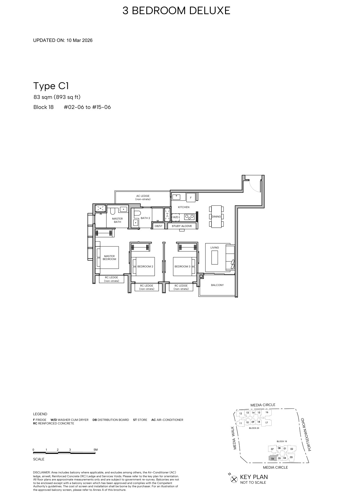 Hudson Place Residences 3 Bedroom Deluxe Type C1 floor plan