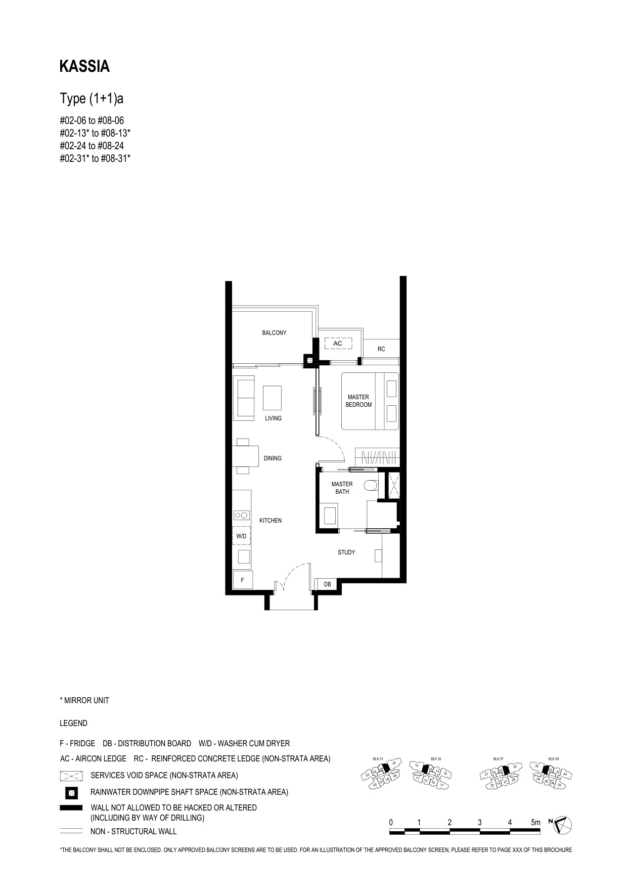 Kassia 1 Bedroom + Study Type (1+1) floor plan