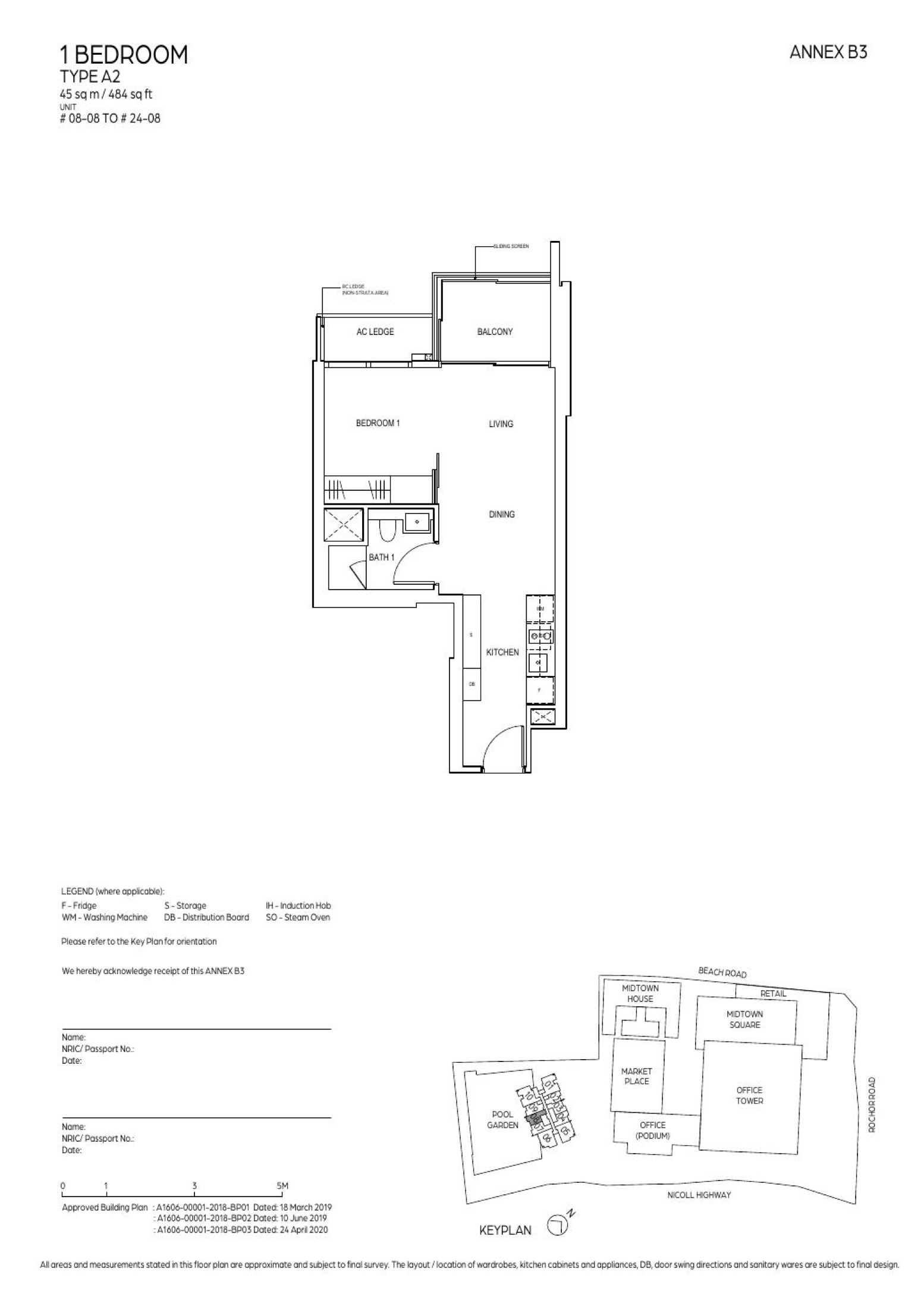 Midtown Bay 1 Bedroom A2 representative floor plan