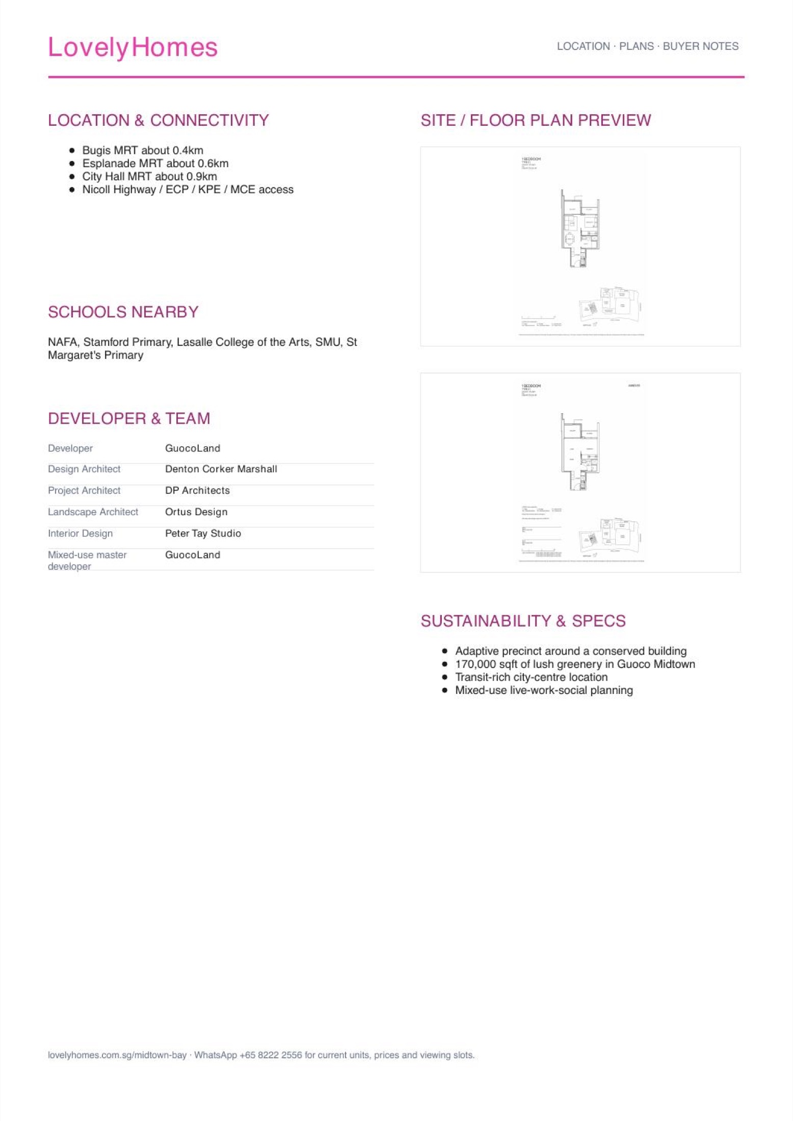 Midtown Bay LovelyHomes factsheet page 2