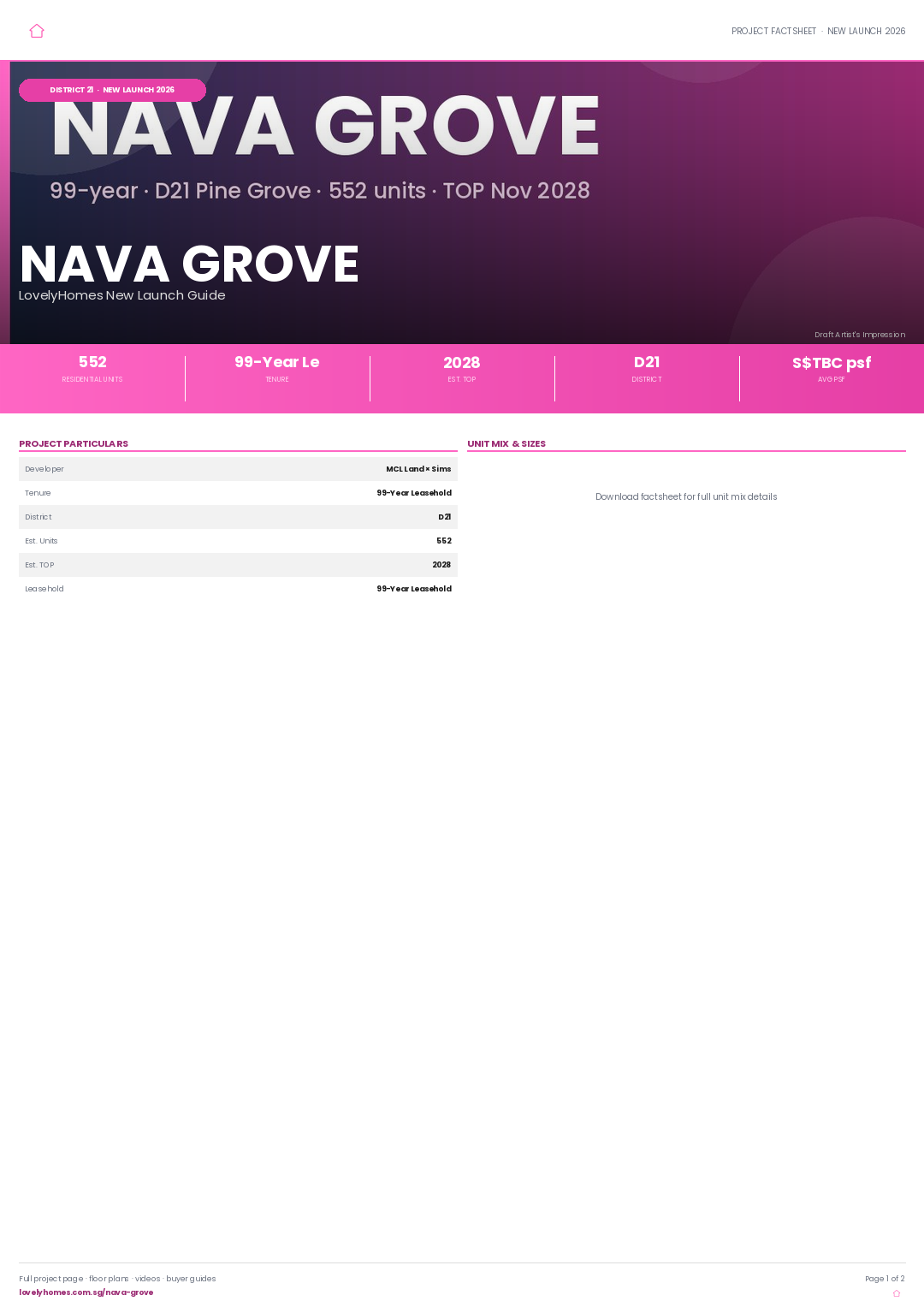 Nava Grove LovelyHomes factsheet page 1