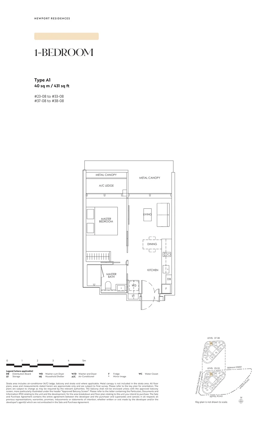 Newport Residences 1-Bedroom Type A1 floor plan