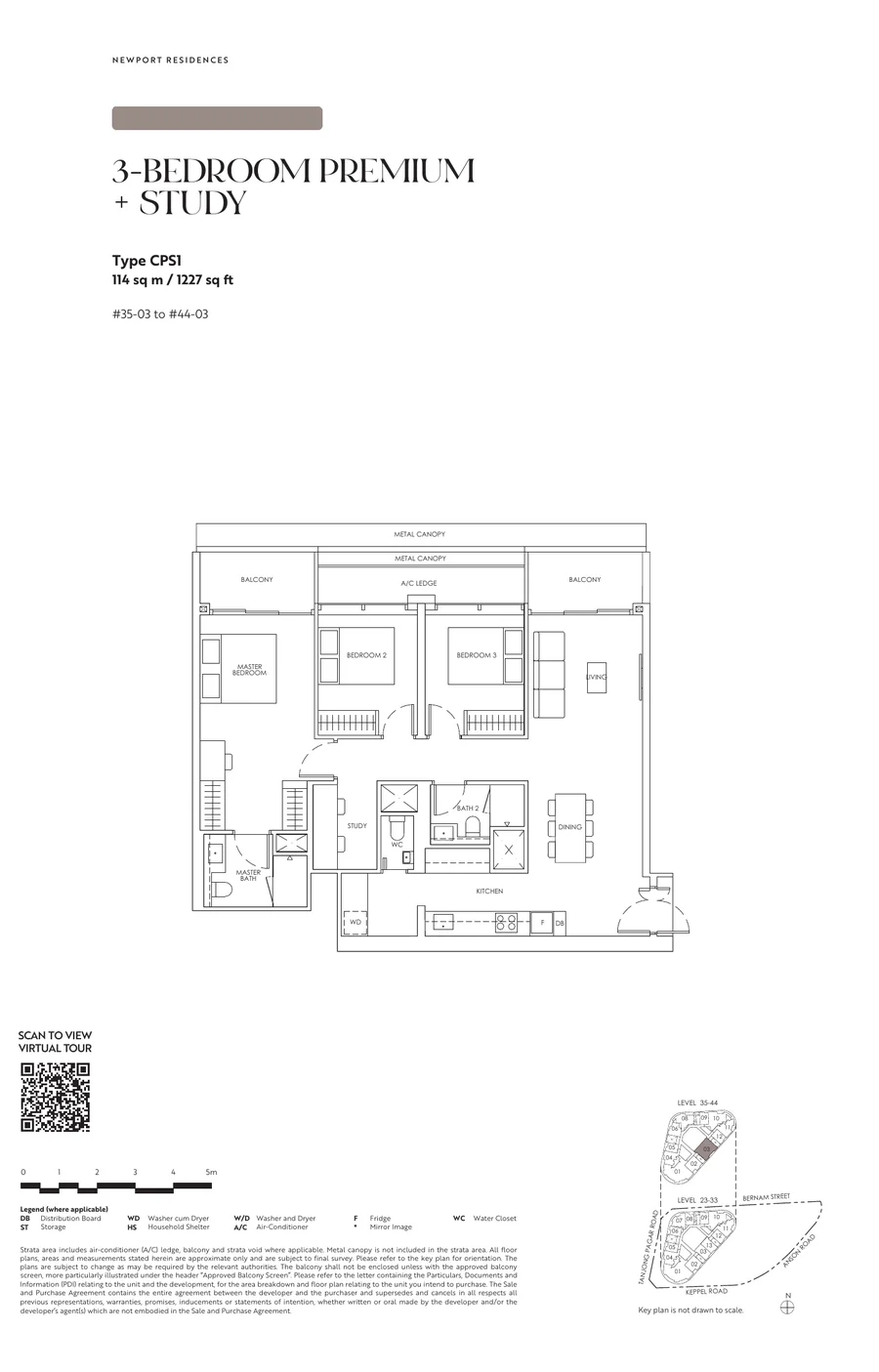 Newport Residences 3-Bedroom Premium + Study Type CPS1 floor plan