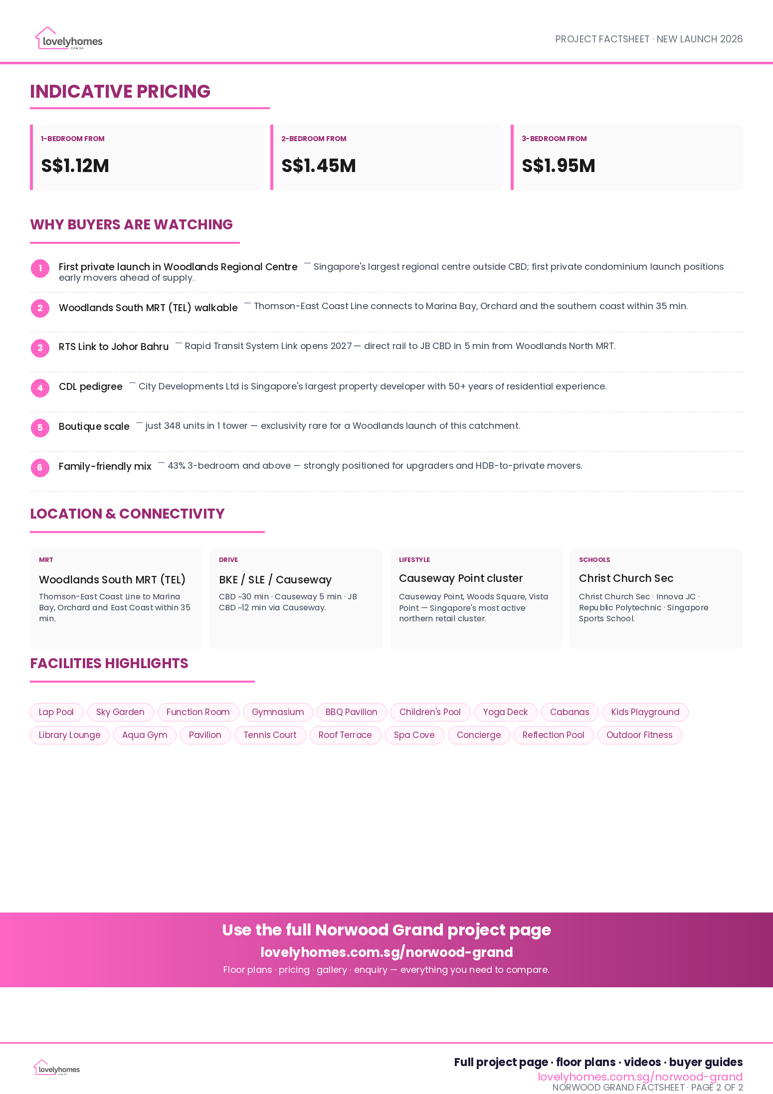 Norwood Grand factsheet page 2