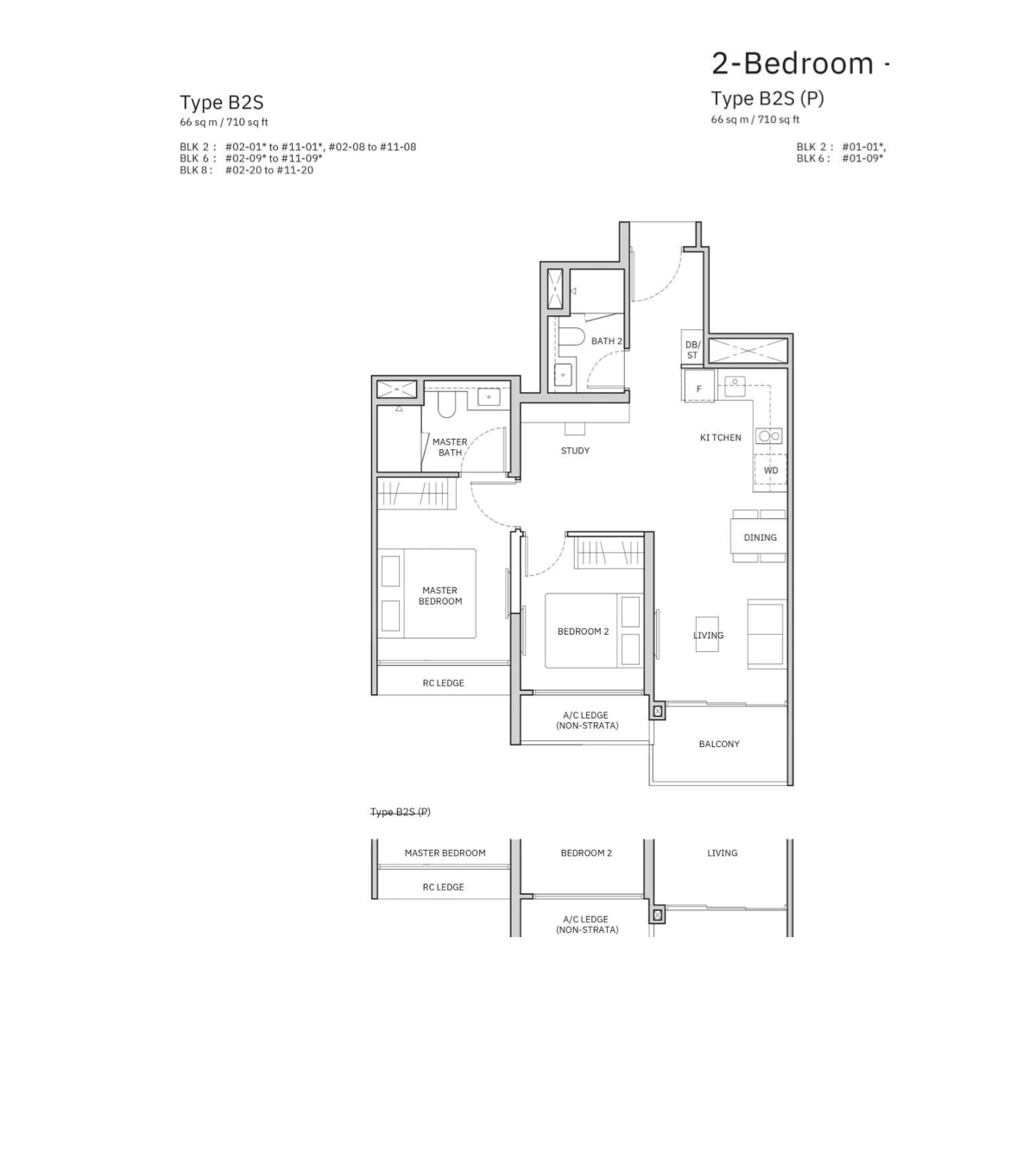 Norwood Grand 2-Bedroom + Study Type B2S floor plan