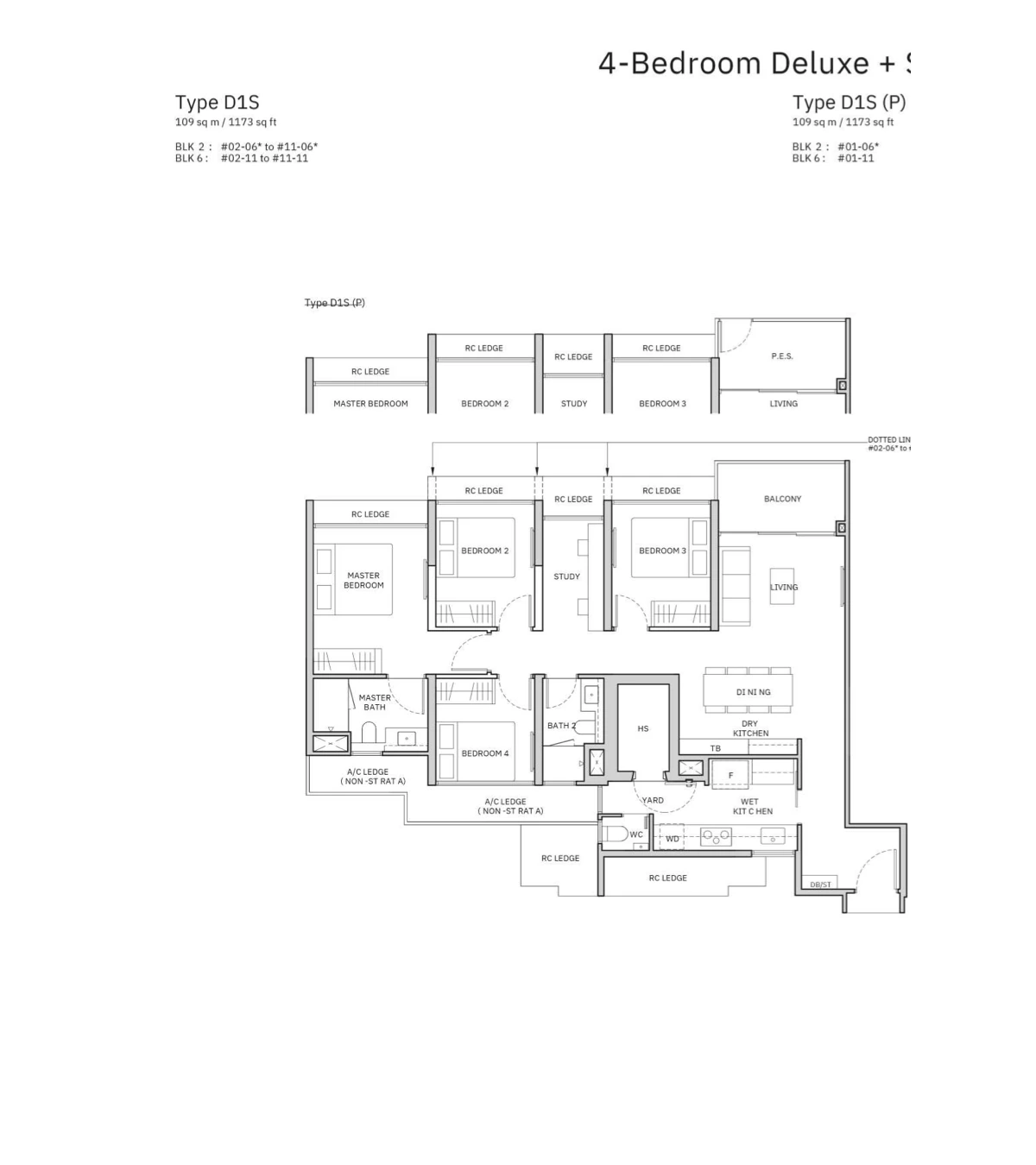 Norwood Grand 4-Bedroom Deluxe + Study Type D1S floor plan