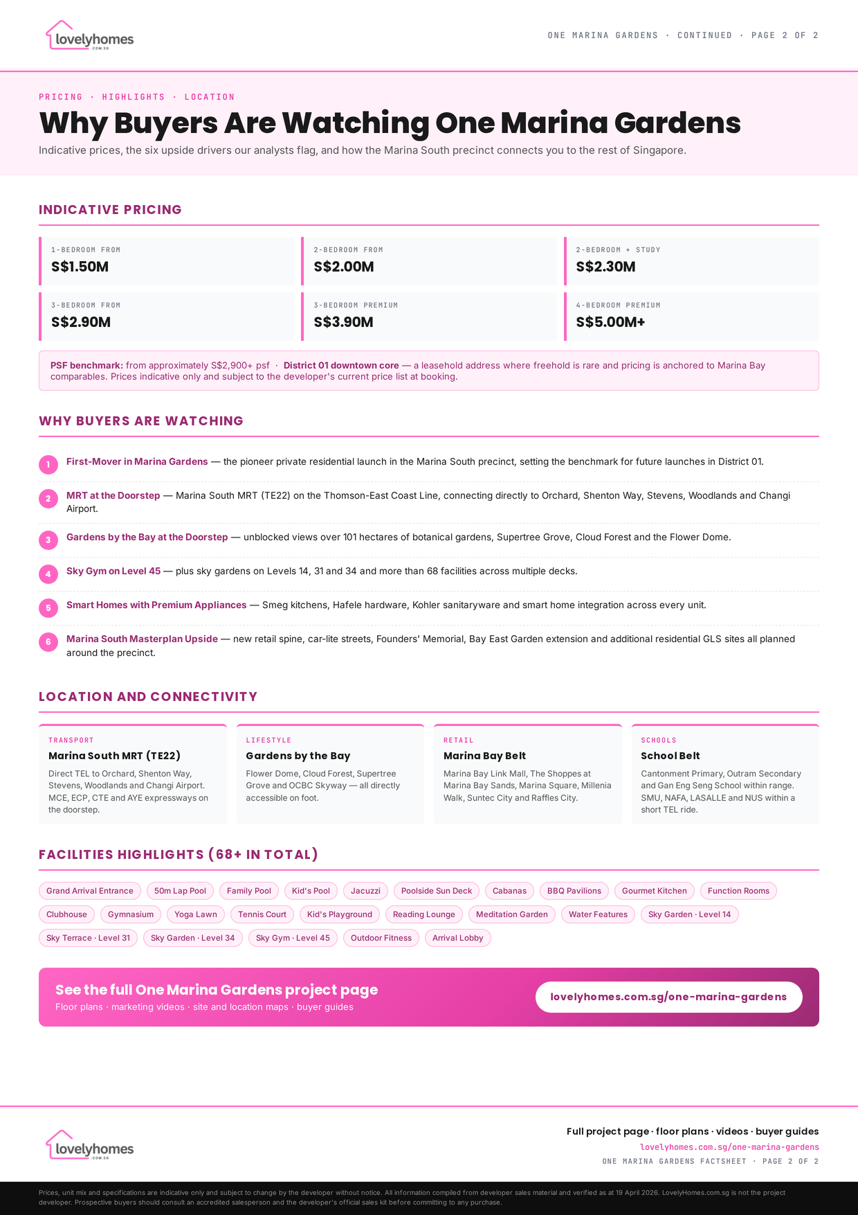 One Marina Gardens factsheet page 2