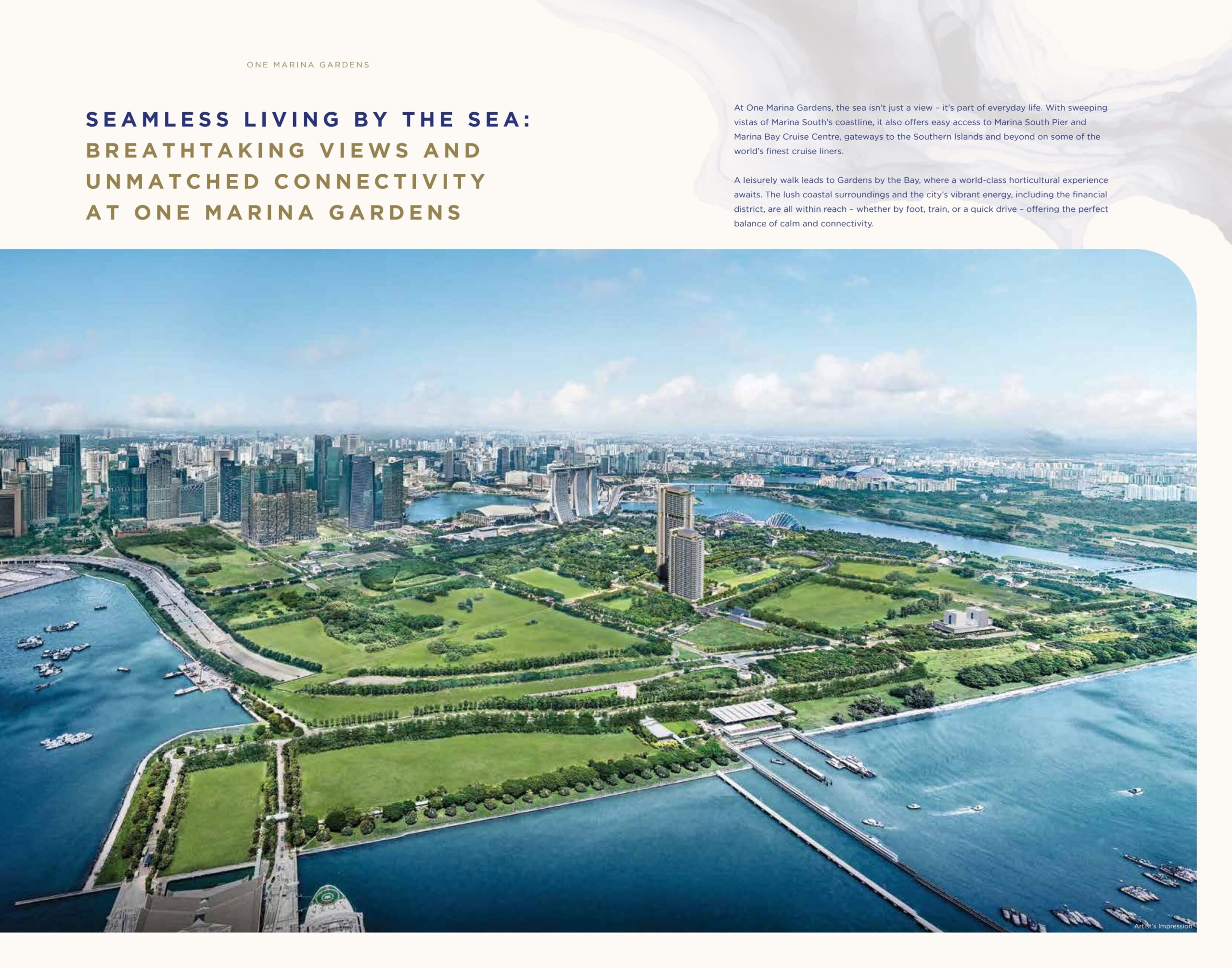 One Marina Gardens panoramic coastal view at sunset