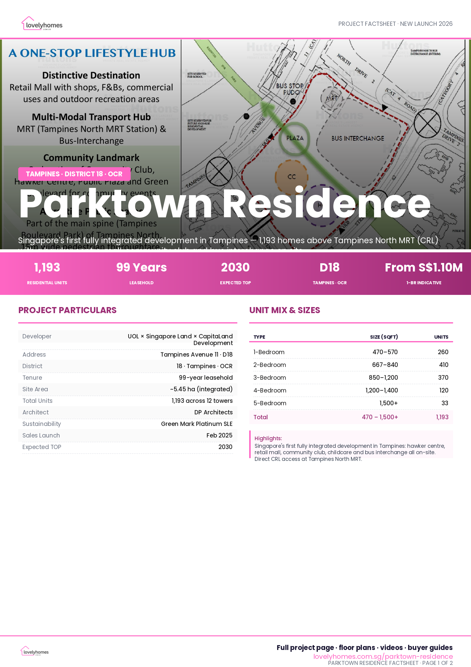 Parktown Residence factsheet page 1
