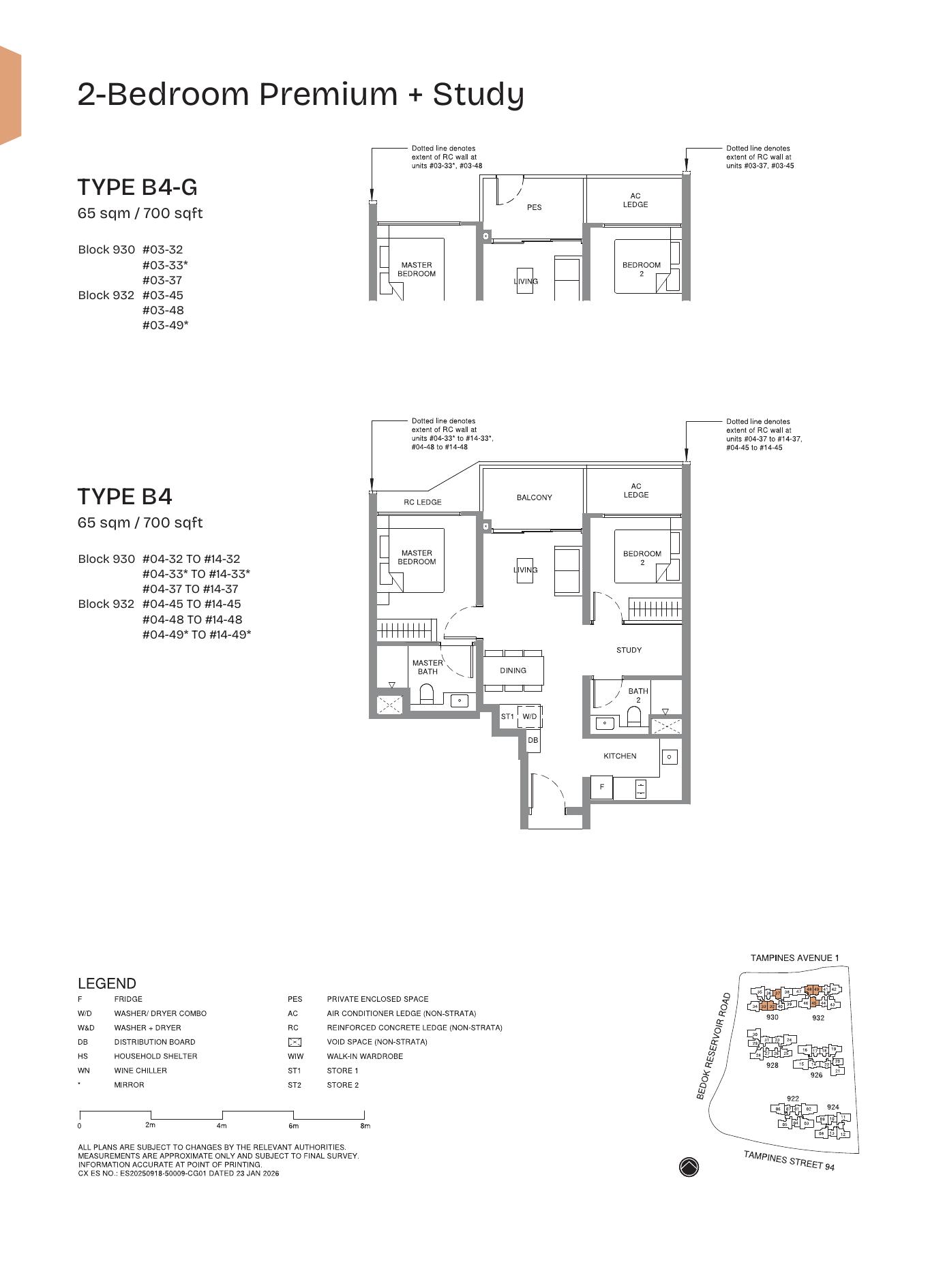 Pinery Residences 2-Bedroom Premium + Study B4 representative floor plan