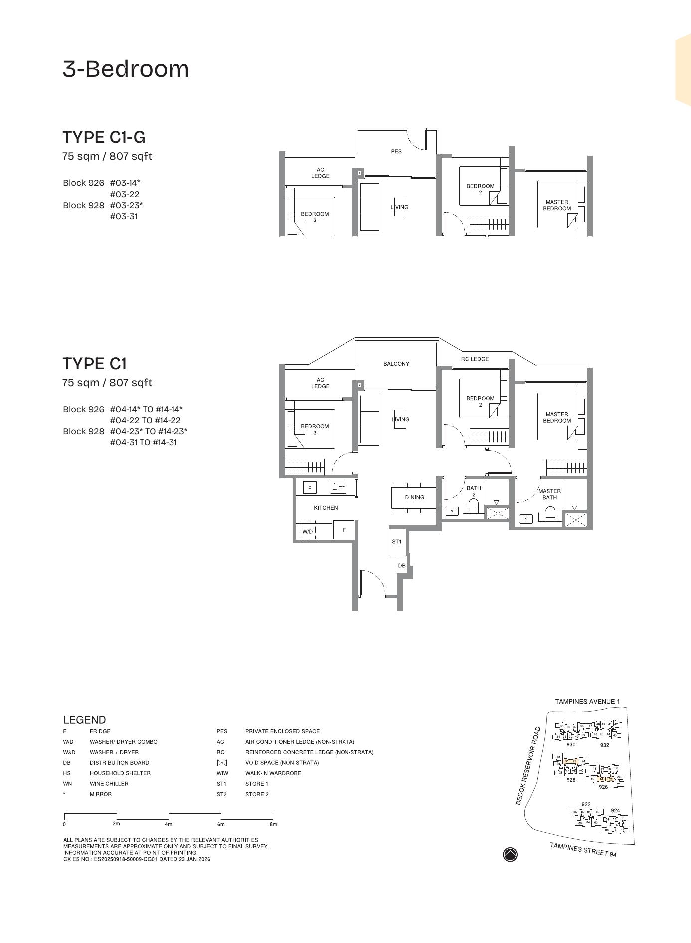 Pinery Residences 3-Bedroom C1 representative floor plan