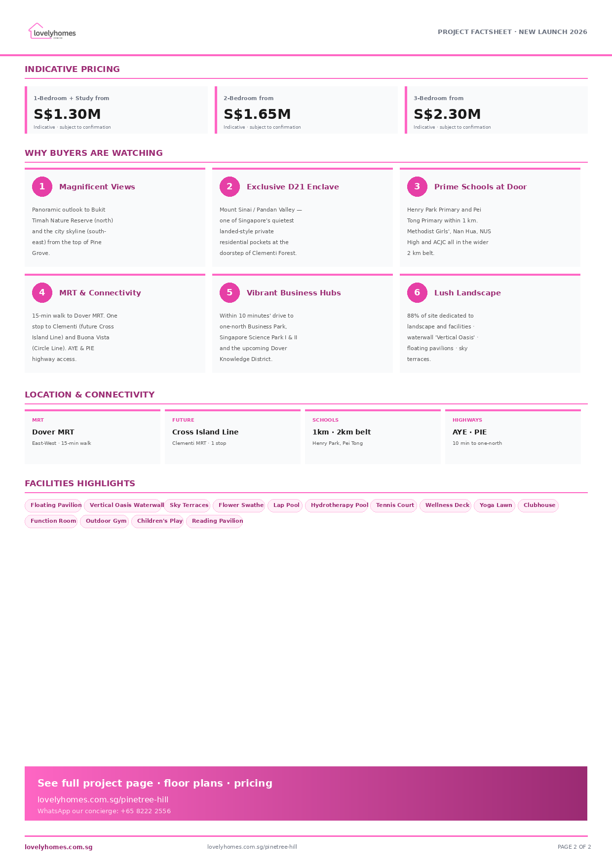 Pinetree Hill factsheet page 2