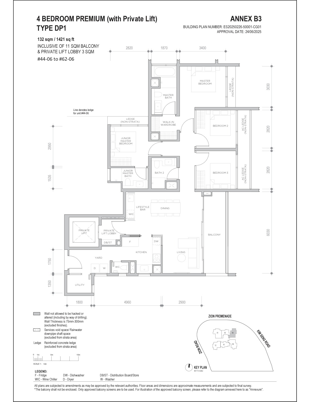 Promenade Peak 4 Bedroom Premium Type DP1 · 1,421 sqft floor plan