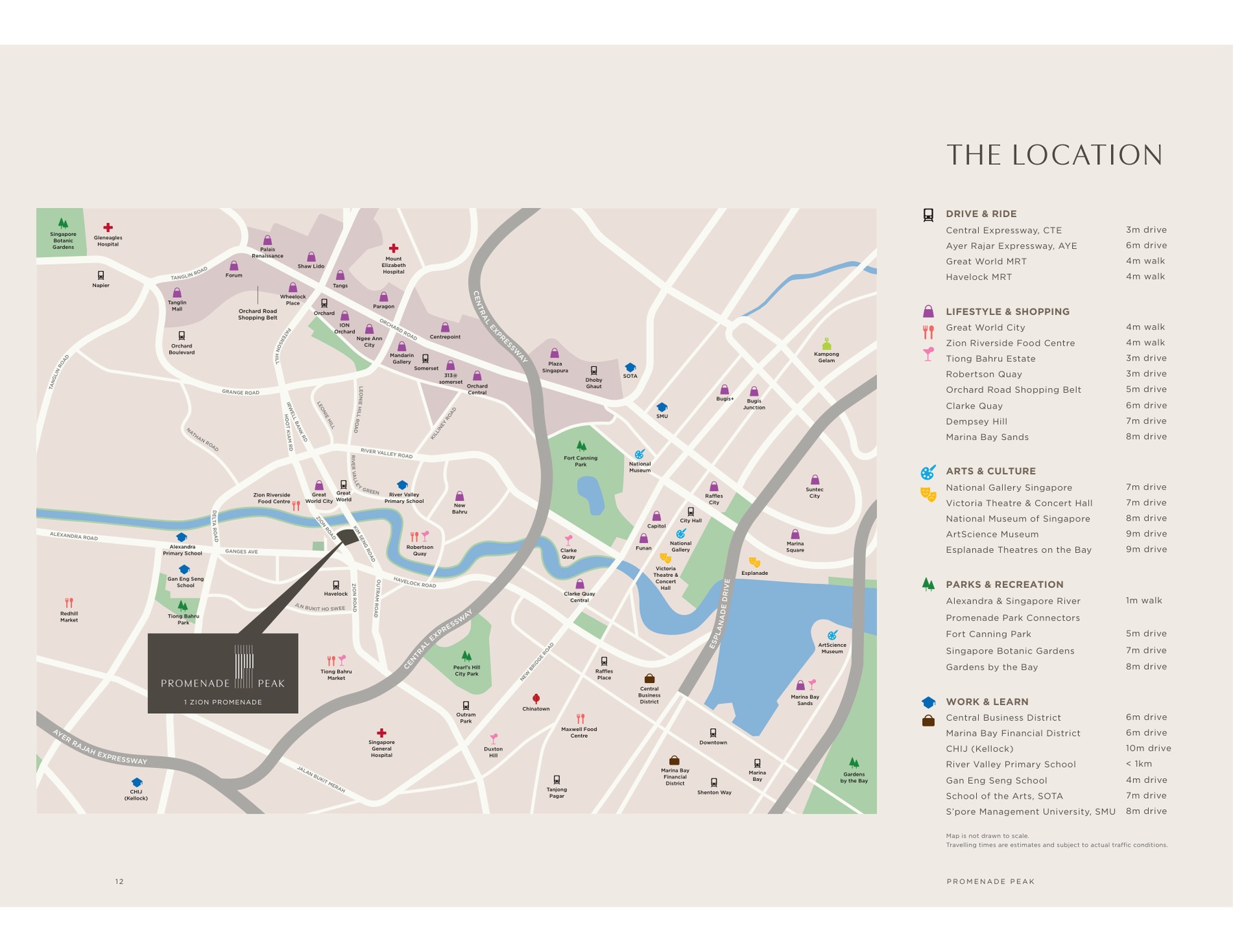 Promenade Peak location map showing MRT and nearby amenities