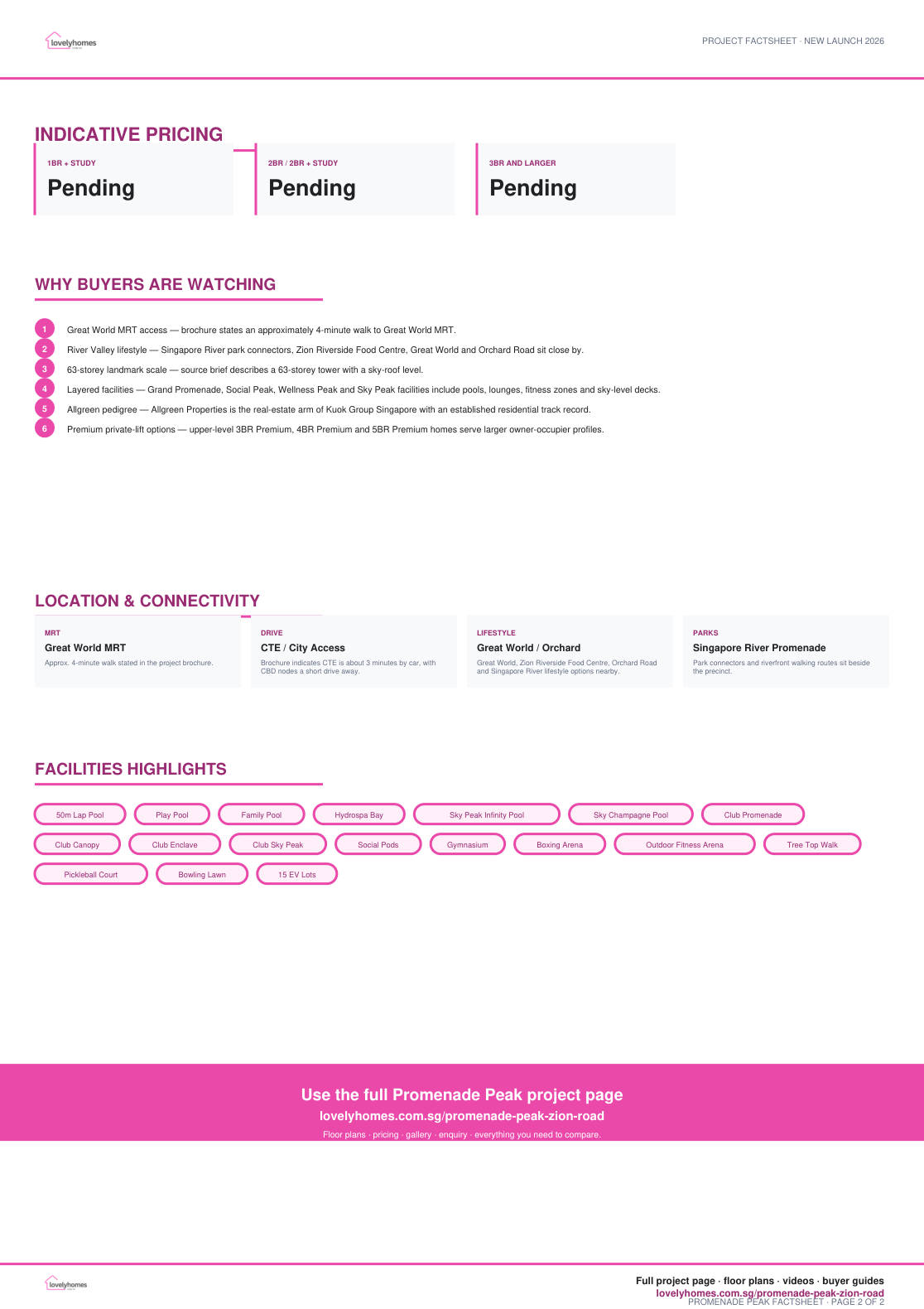 Promenade Peak factsheet page 2
