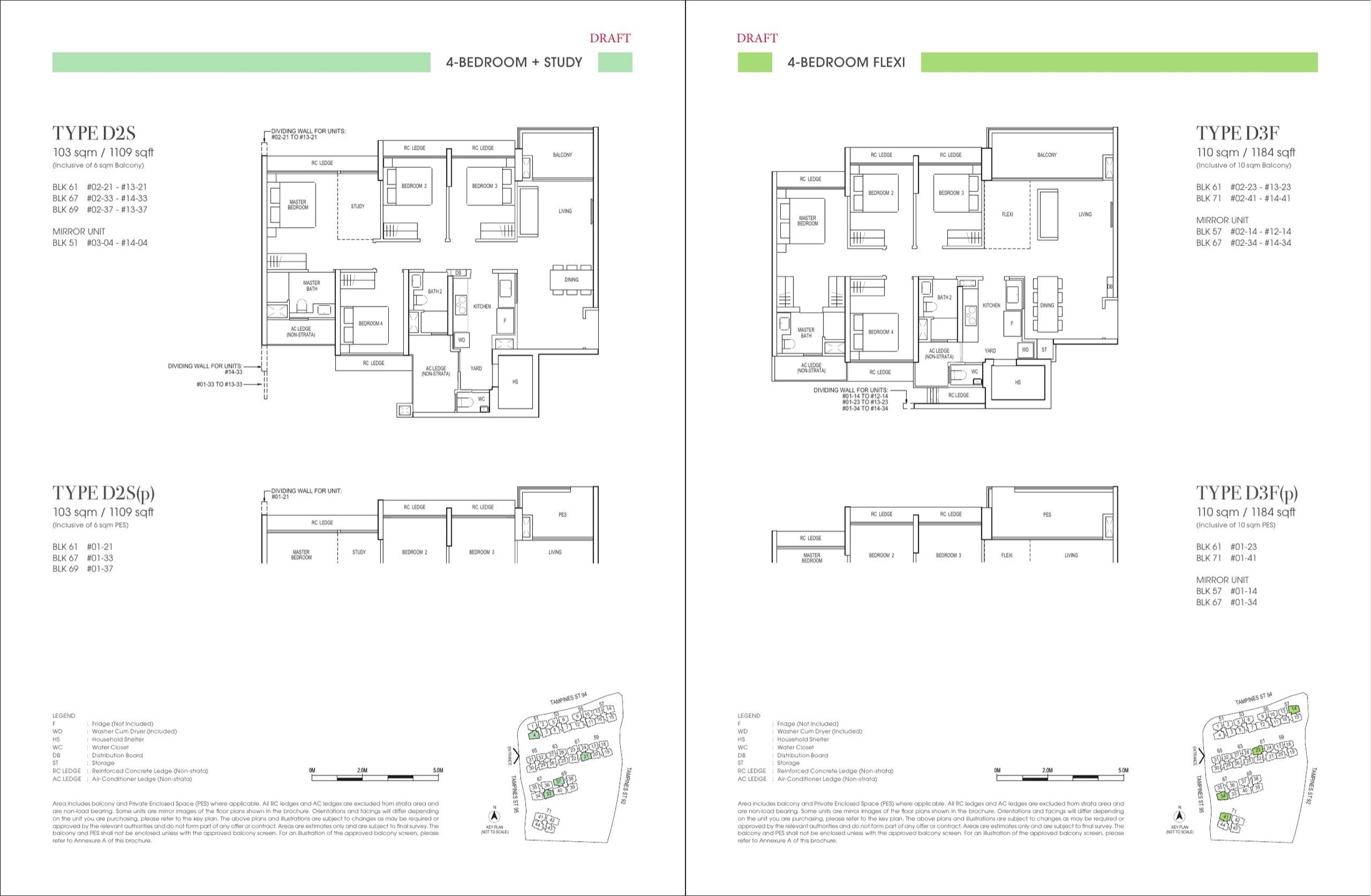 Rivelle Tampines 4 Bedroom D1 / D1a representative floor plan