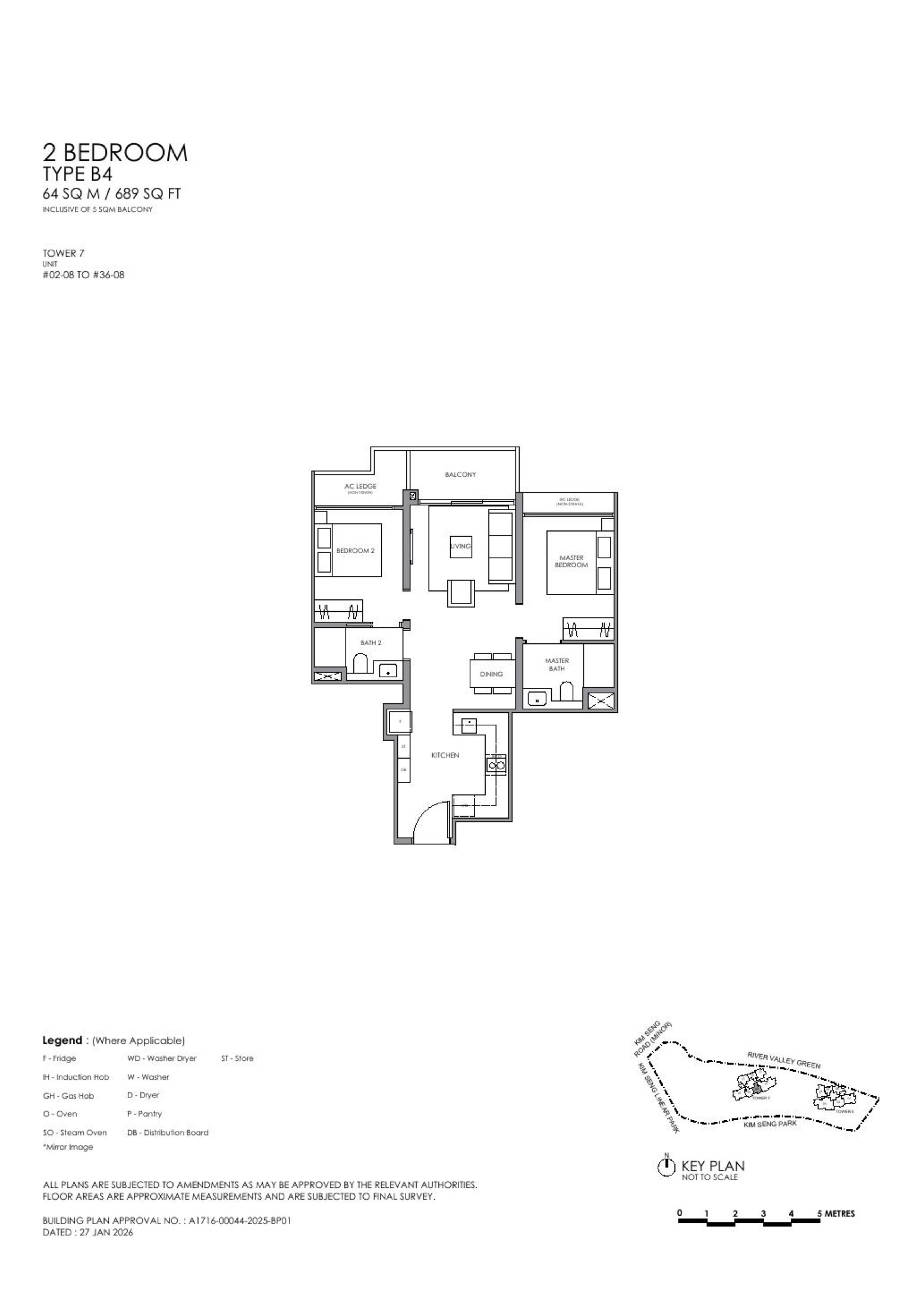 River Modern 2 Bedroom B4 representative floor plan