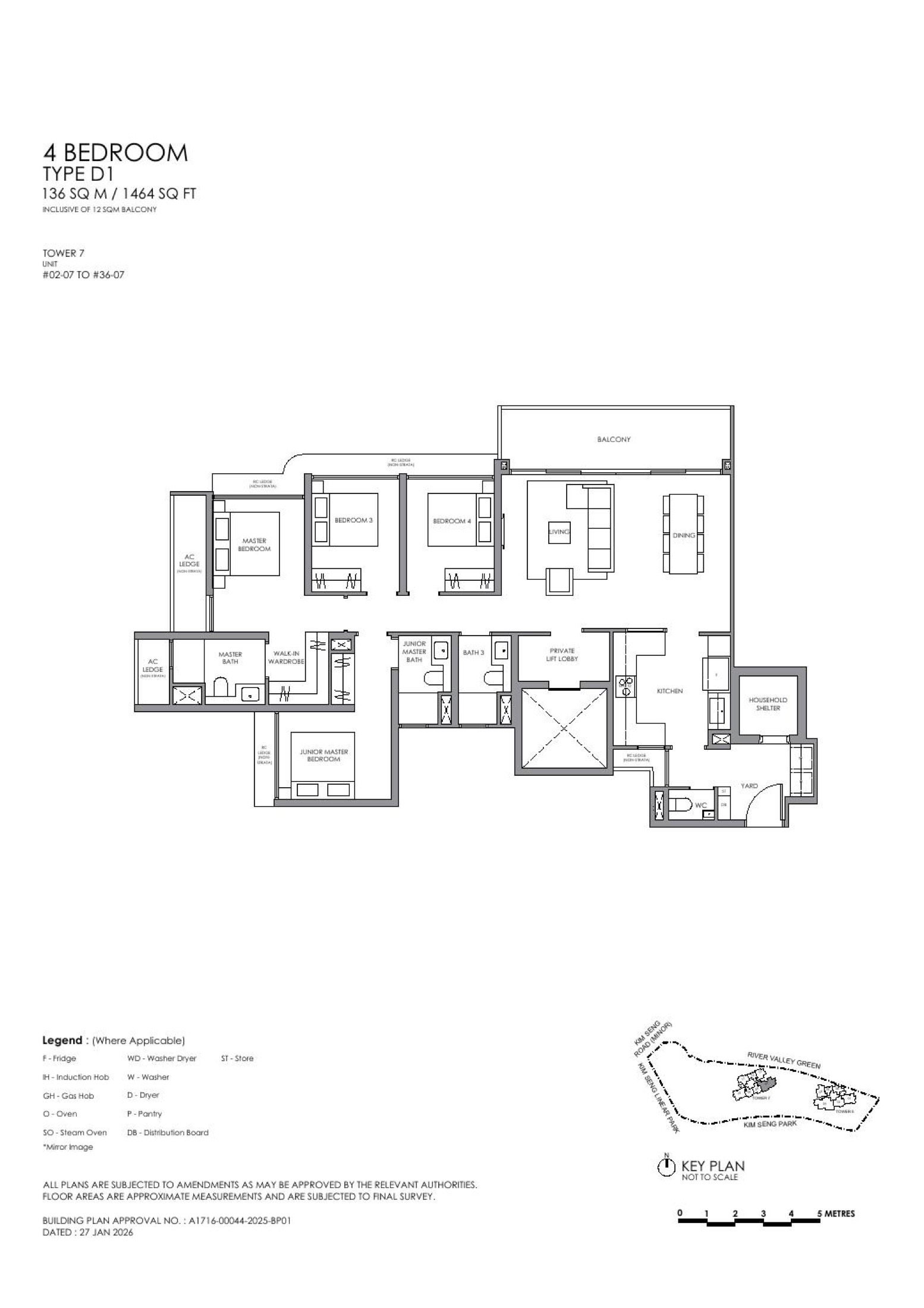 River Modern 4 Bedroom D1 representative floor plan