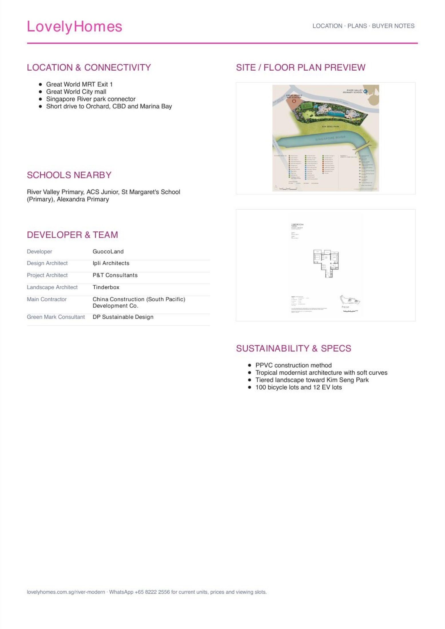 River Modern LovelyHomes factsheet page 2