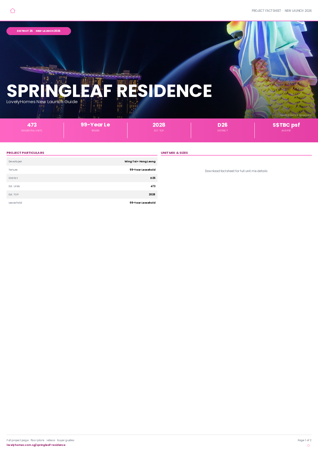 Springleaf Residence LovelyHomes factsheet page 1