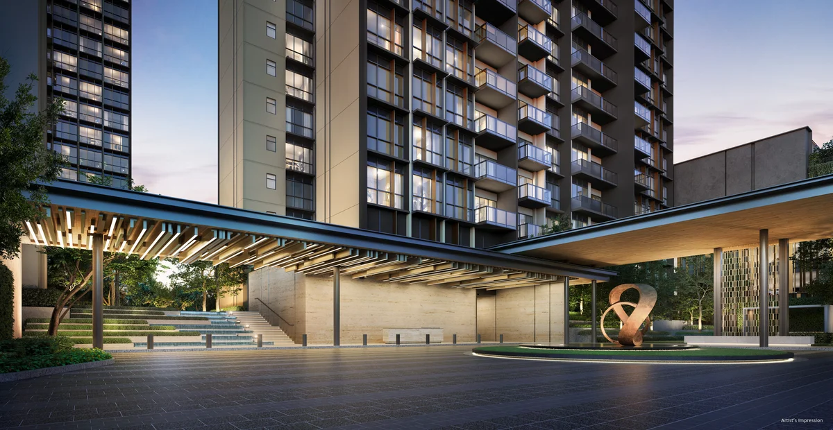 Tembusu Grand grand arrival courtyard water cascade