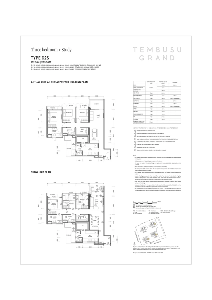Tembusu Grand 3-Bedroom plus Study floor plan Type C2S 1173 sqft