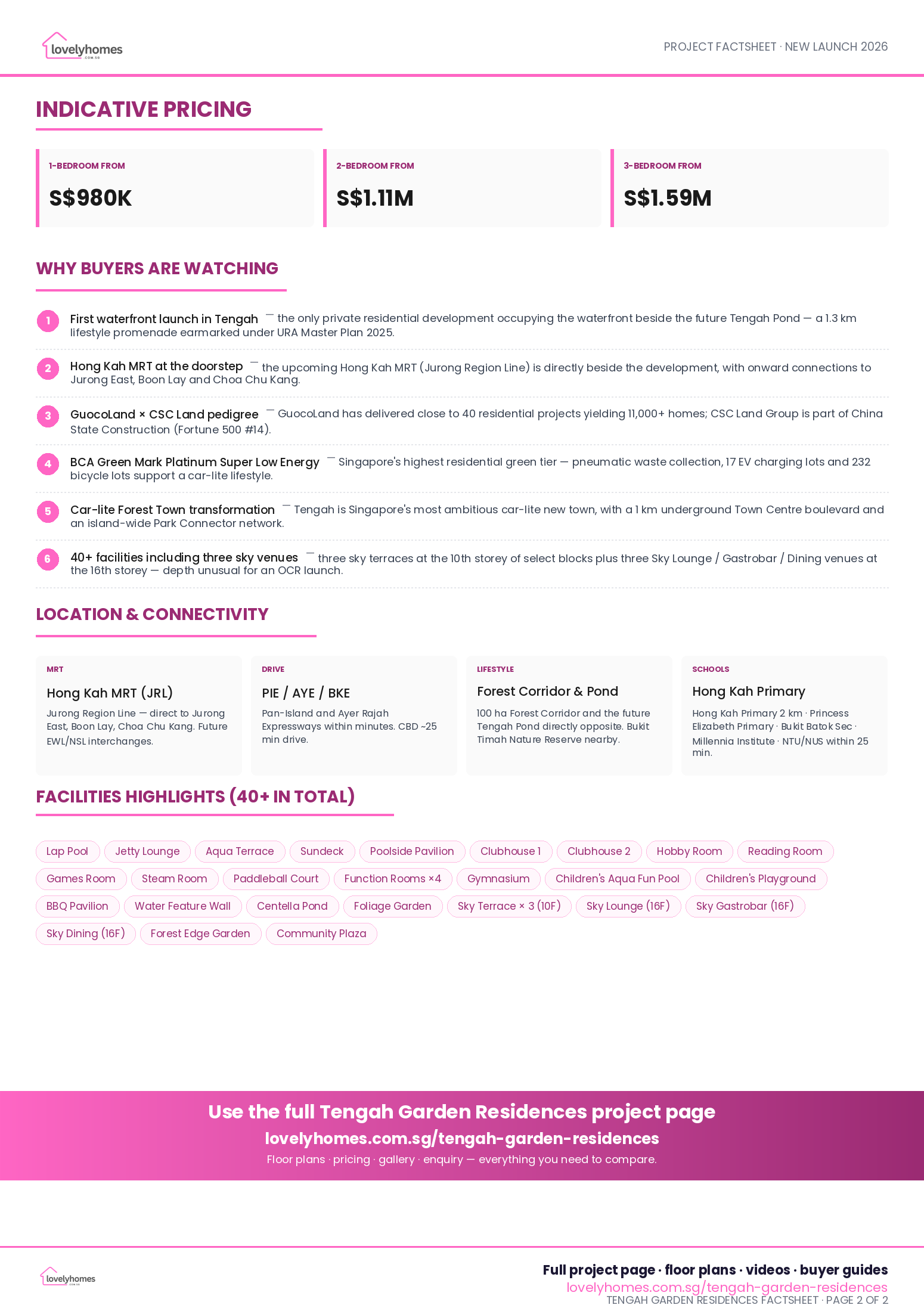 Tengah Garden Residences LovelyHomes factsheet page 2