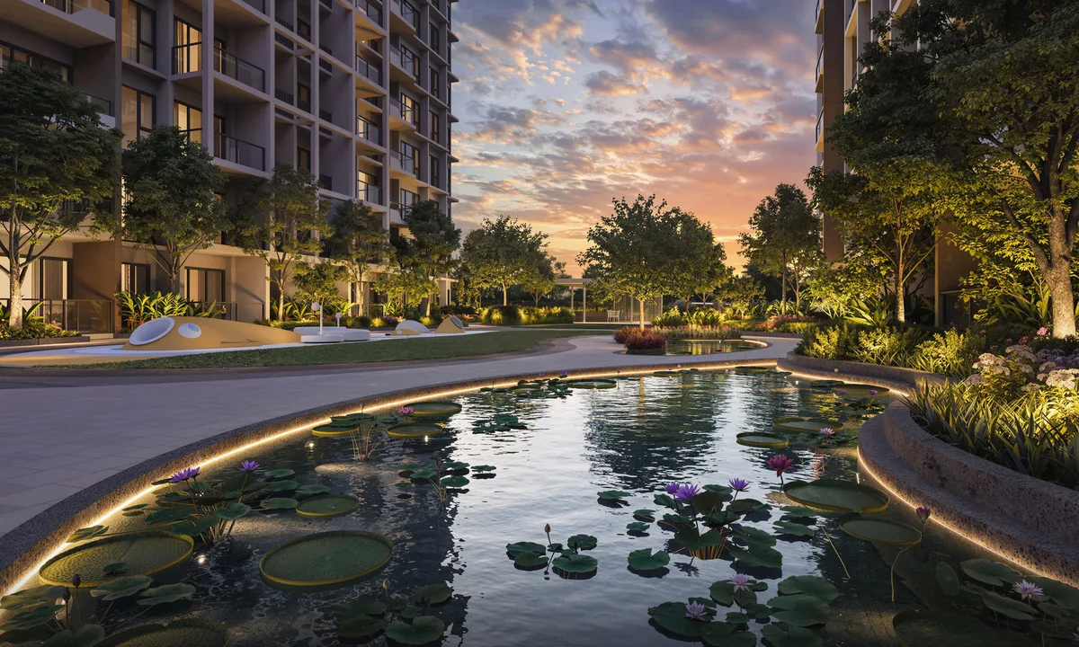 Tengah Garden Residences pool deck render — artist's impression