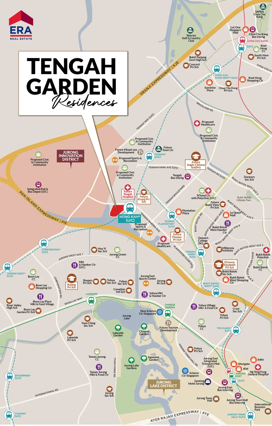 Tengah Garden Residences location map — Hong Kah MRT, schools and amenities