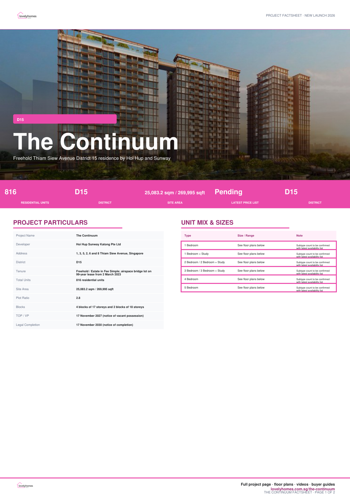 The Continuum factsheet page 1