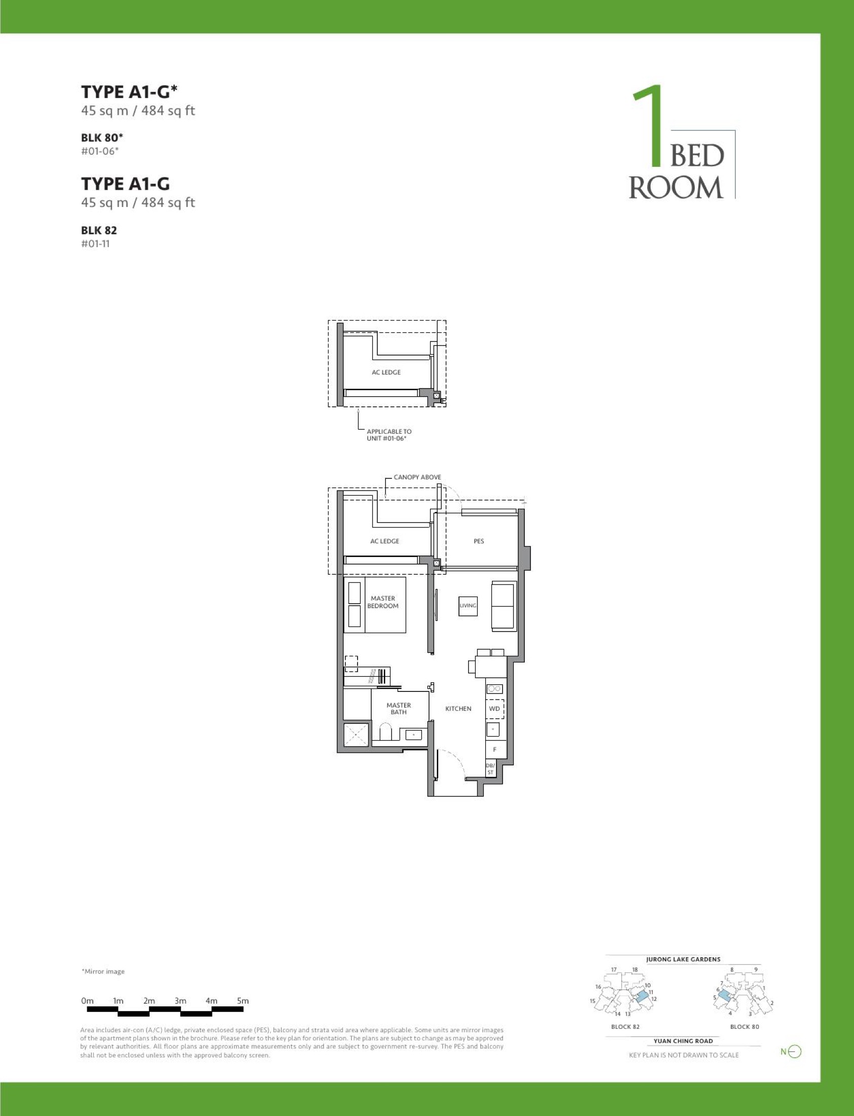 The Lakegarden Residences 1 Bedroom A1 representative floor plan
