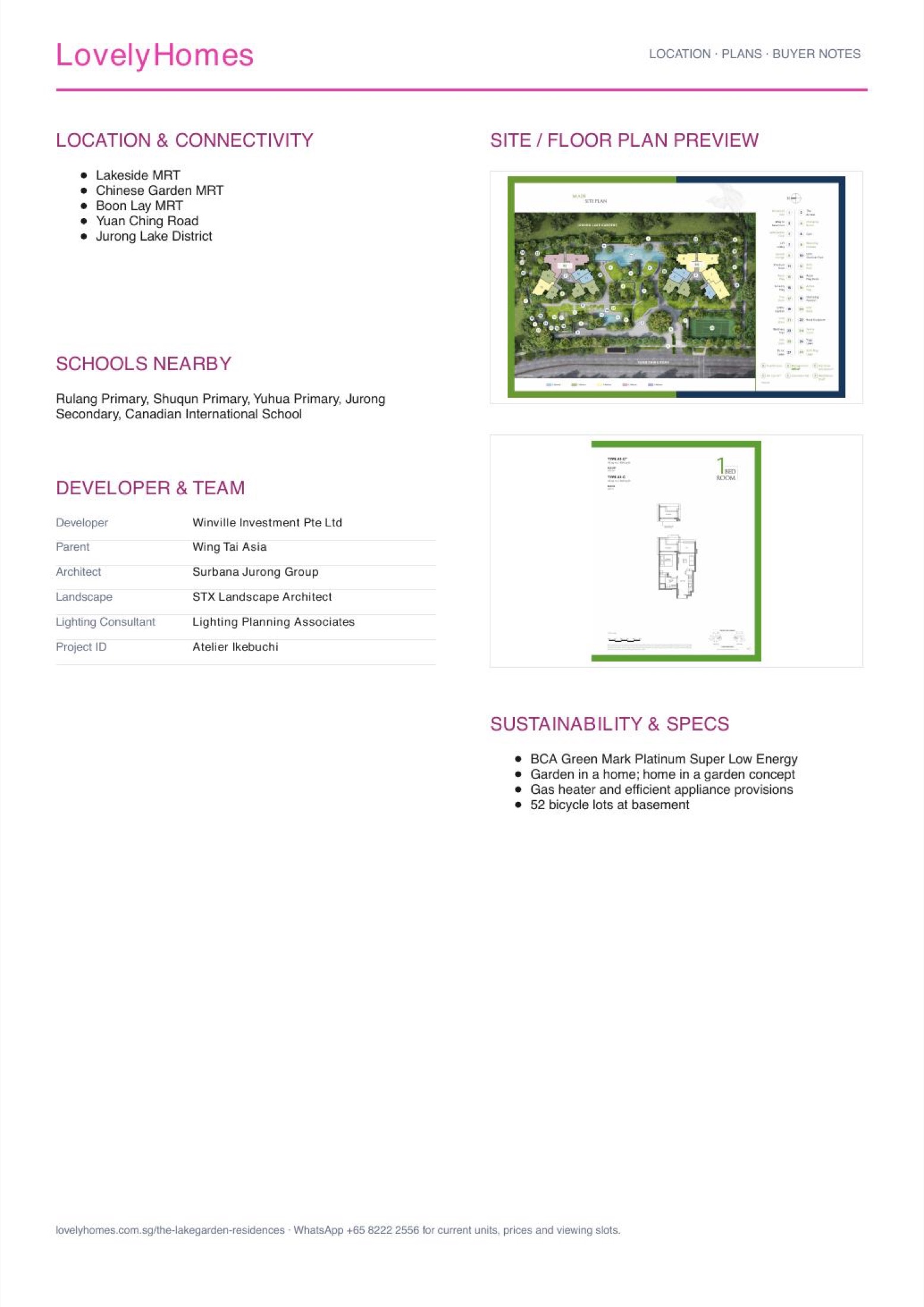 The Lakegarden Residences LovelyHomes factsheet page 2
