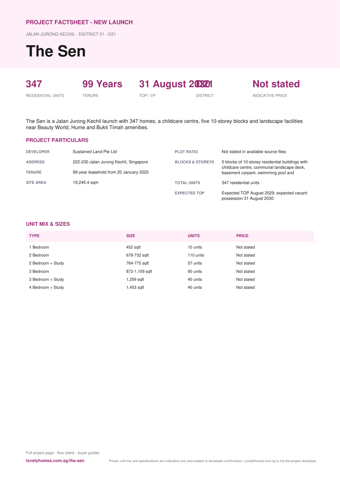 The Sen factsheet page 1