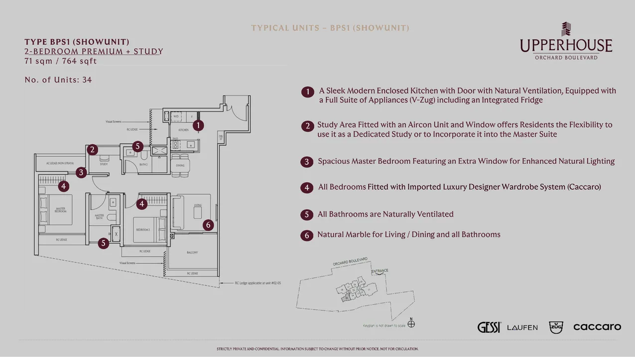 UPPERHOUSE 4-Bedroom Suite with private lift floor plan DP1 2056 sqft