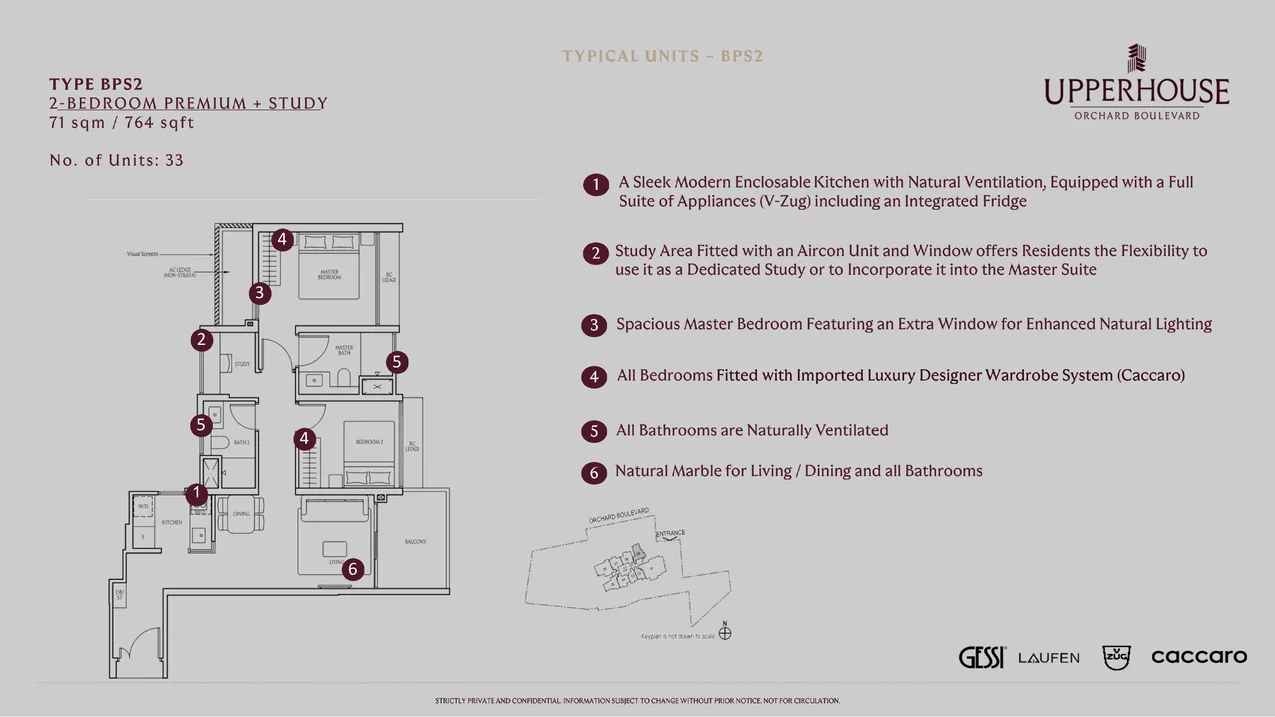 UPPERHOUSE at Orchard Boulevard 35-storey elevation and stack chart