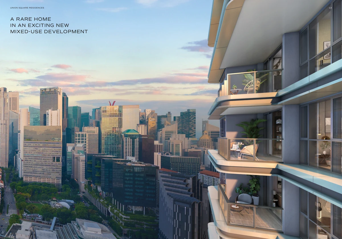 Union Square Residences high-rise balcony view over Singapore CBD skyline