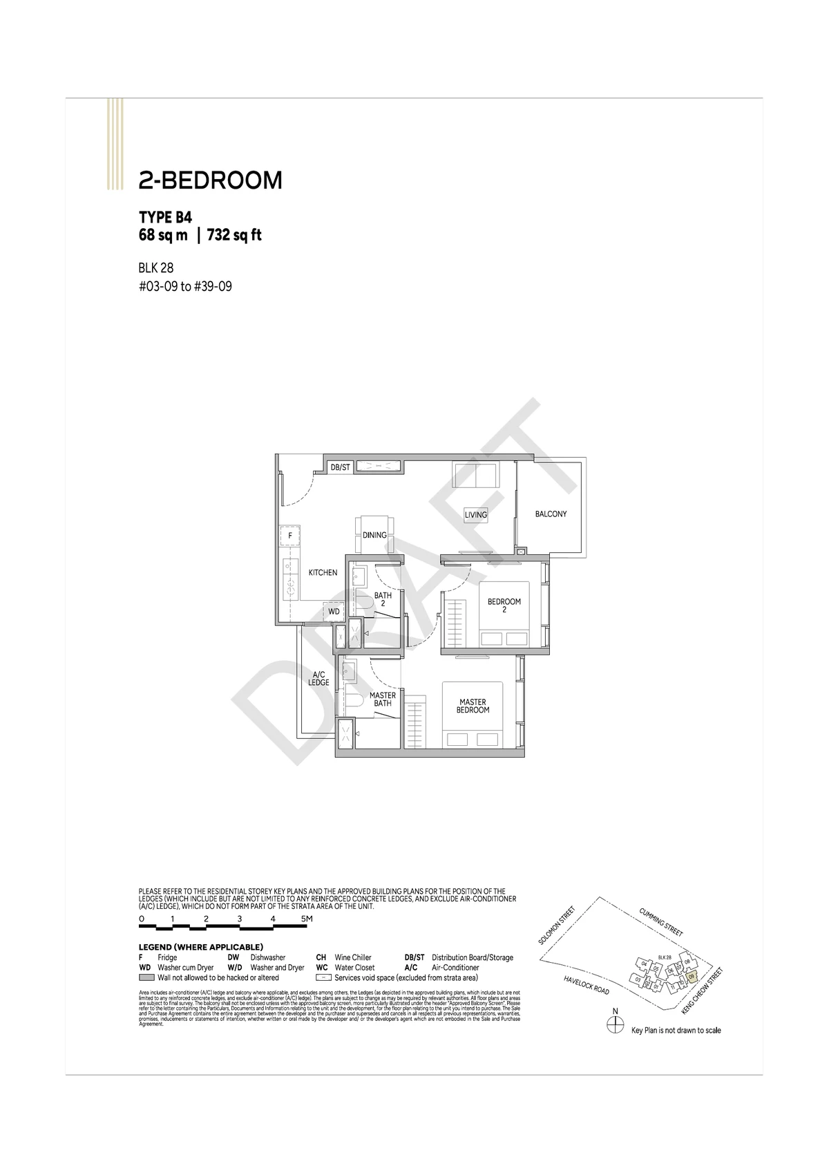 Union Square Residences 2-Bedroom floor plan Type B4 68sqm 732sqft