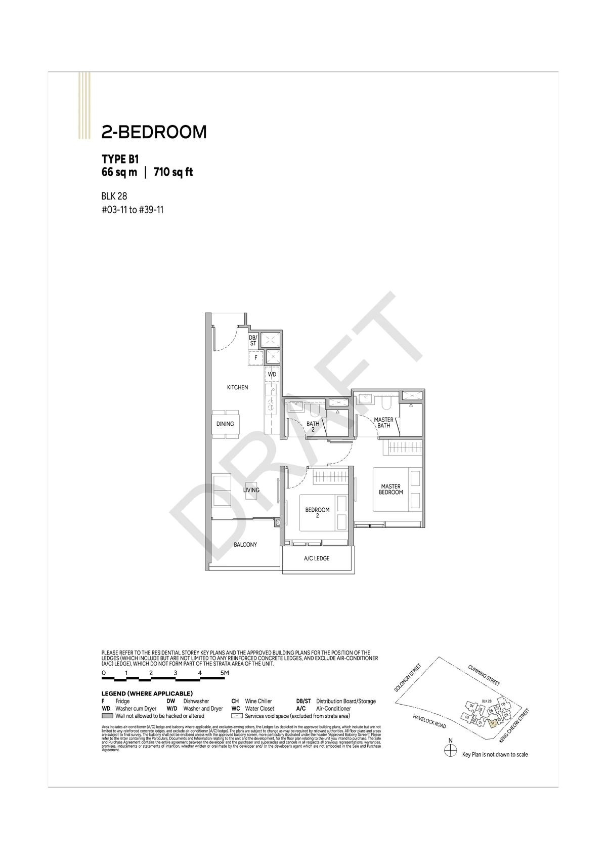 Union Square Residences 2-Bedroom floor plan Type B1 66sqm 710sqft
